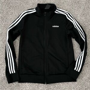 Adidas Black Track Jacket with White Stripes Size Small